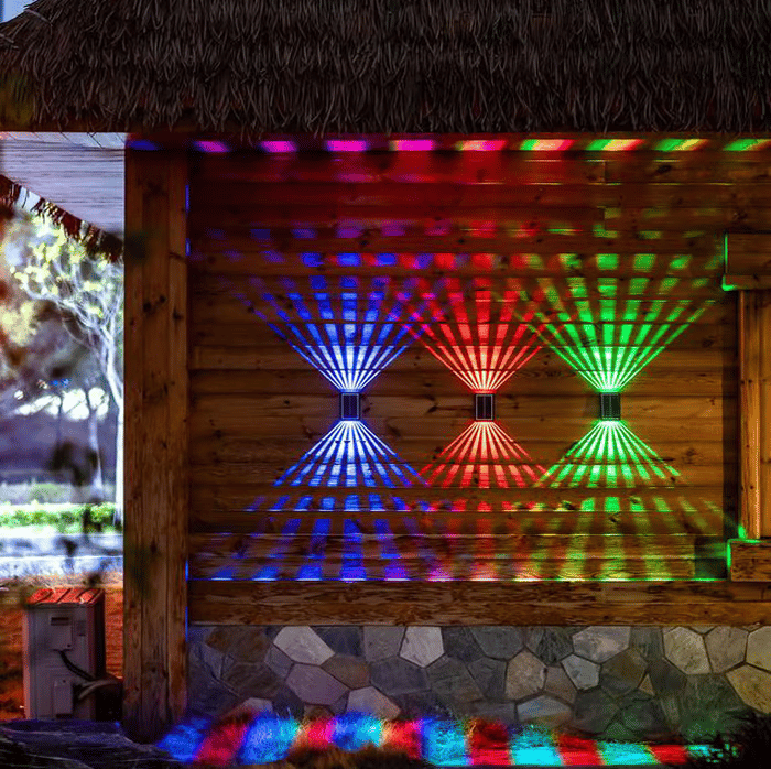 ✨☀️4 LED solcelledrevne fargerike vegglamper utendørs lys vanntett