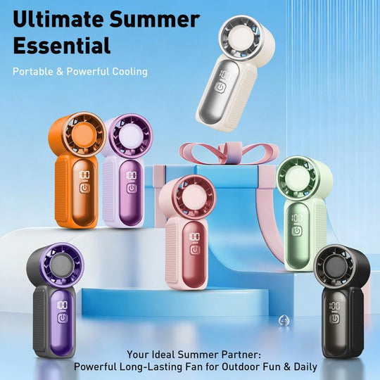 Mini Handheld Fan with LED Display|  6 speeds, 10.7 hours of cool| Weighs nothing – goes anywhere