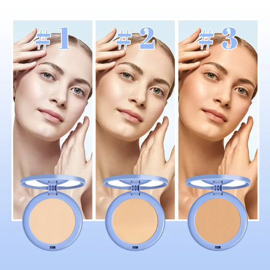OUHOE Soft Compact Powder Summer Oil Control Flawless Makeup Setting Powder Lightweight With Powder Puff Delivers Matte Even Complexion Cosmeti