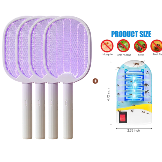 50K+ SOLD! 🏆 2‑in‑1 Foldable Mosquito Swatter – Manual zap + UV auto trap. USB rechargeable, folds flat for storage. Sleep bite‑free tonight!