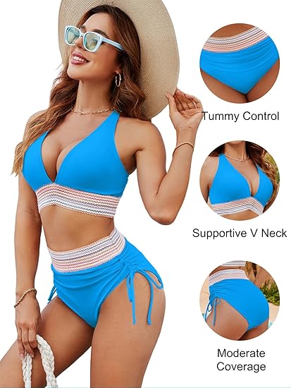 Last Day Promotion 60% OFF 🏆2026 High Waisted Tummy Control Color Block Bikini Sets