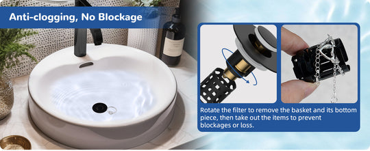 Hibbent Upgraded 3-in-1 Sink Drain Filter, Universal Pop-Up Stopper, Removable Stainless Steel Basket-Shaped Hair Catcher