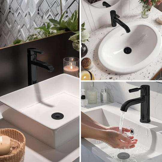 Hibbent Upgraded 3-in-1 Sink Drain Filter, Universal Pop-Up Stopper, Removable Stainless Steel Basket-Shaped Hair Catcher