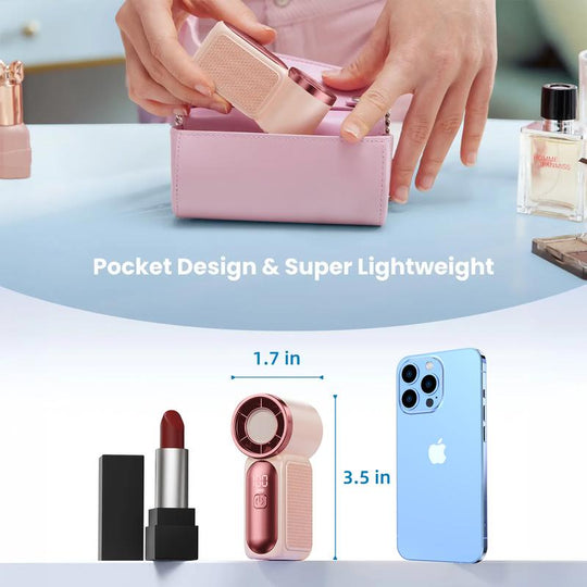 Mini Handheld Fan with LED Display|  6 speeds, 10.7 hours of cool| Weighs nothing – goes anywhere