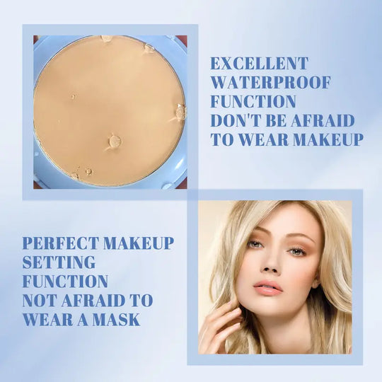 OUHOE Soft Compact Powder Summer Oil Control Flawless Makeup Setting Powder Lightweight With Powder Puff Delivers Matte Even Complexion Cosmeti