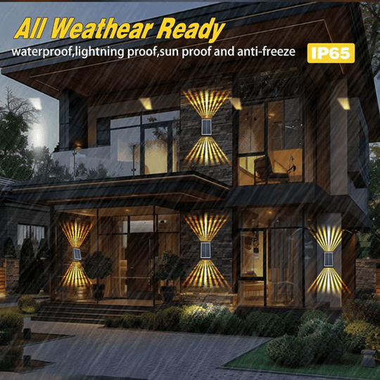 ✨☀️4 LED-aurinkokennoväristä seinävalaisinta ulkokäyttöön vedenpitävällä valolla