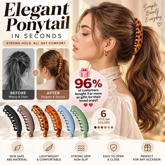 🥳HOT SALE🥳💞50K+ SOLD! Banana Hair Clips ! Non-slip, easy open & 6 colors. Elegant ponytails – grab yours! ✅
