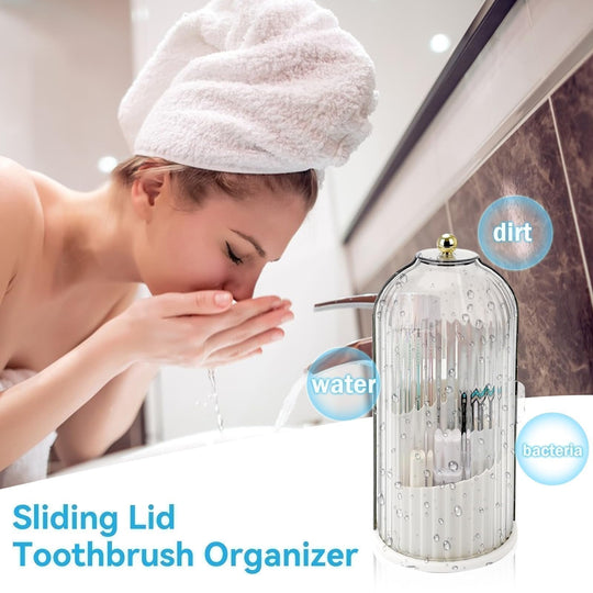 🌸 Sliding Lid Toothbrush Organiser – Wall-Mounted, Dustproof & Perfect for Small British Bathrooms & En-Suites 🏠