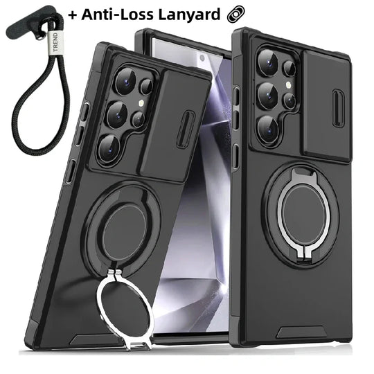 🥳2026 HOT SALE🥳💞50K+ SOLD!🎬🔥3-in-1 Magnetic Case for Samsung – Snap & Go Stand + Raised Camera Guard + Full Protection. Your all-in-one daily shield. 🛡️🧲