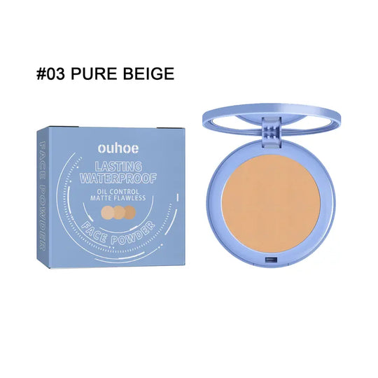 OUHOE Soft Compact Powder Summer Oil Control Flawless Makeup Setting Powder Lightweight With Powder Puff Delivers Matte Even Complexion Cosmeti