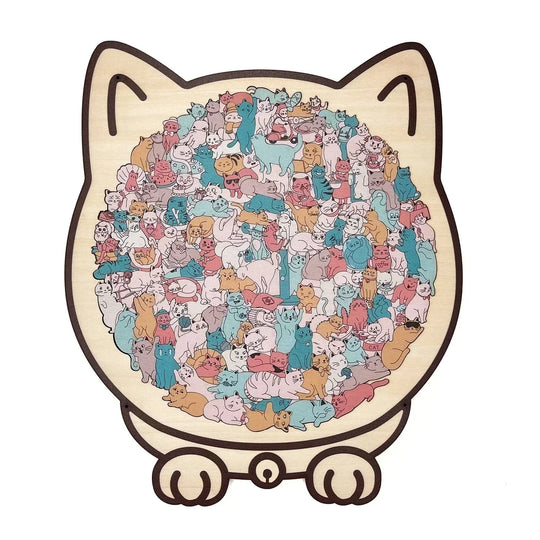 🎁Christmas Sale 50% OFF🎅135-Piece Morandi-Colored Cat Shaped Wooden Jigsaw Puzzle