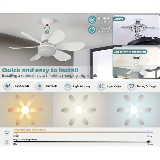 ⏰LAST DAY SALE 49% OFF🔥SmartBreez™ 40W LED Ceiling Fan Light – 20.5” Ultra-Quiet with Remote 🎯 | E27 + FREE B22 Adapter 🔌 | For Bedroom 😴, Kitchen 👩‍🍳 & Garage 🛠️ – UK Ready! 🇬🇧