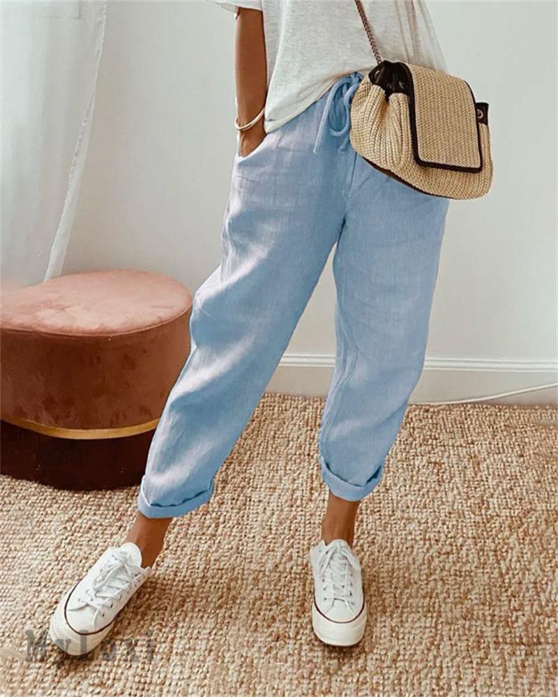 💞50K+ SOLD!🦋 Ankle-Length Cotton Linen Pants – Breathable, elegant & kind to skin. High-waisted fit flatters every shape. A little treat for yourself or a thoughtful gift