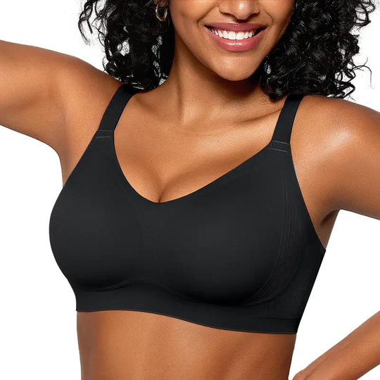 OEAK Women's Seamless Plus Bra Wireless Support Push Up Jelly Bra Comfort Full Coverage Plus Size Bras V Neck Sleep T-Shirt Everyday Bralettes