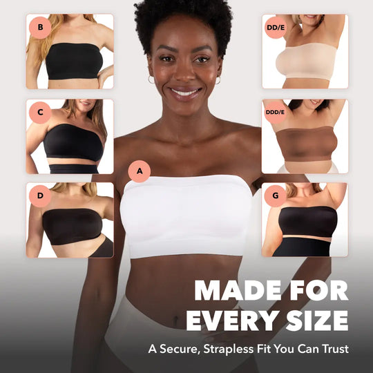 Shapermint Truekind Convertible Strapless Bandeau Bra with Wireless Comfort, Anti-Slip Grip & Removable Straps