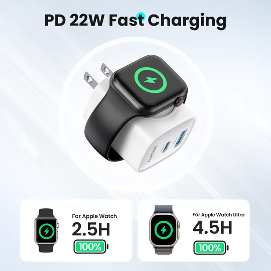 TOPADRE 3-in-1 Magnetic Wireless PD USB-C Apple watch Wall Charger Block