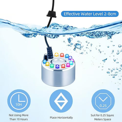 ⏳🔥LIMITED-TIME 40% OFF! ⏰💨 12-LED Ultrasonic Mist Maker Fogger – Creates cool mist & colourful light – Perfect for humidifiers, fountains or Halloween decor – runs quietly in water 💧✨