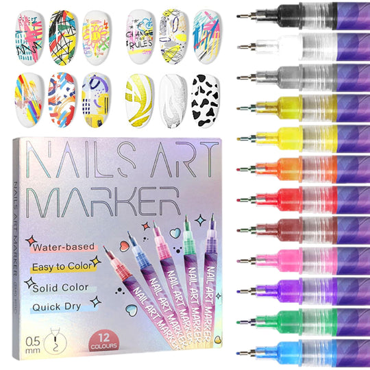 🎄Christmas limited time offer 50% off🌈12 Colors Nail Art Pens Set🎨💅