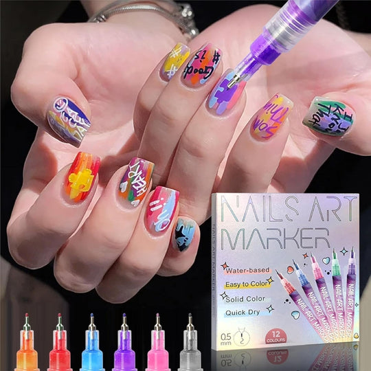 🎄Christmas limited time offer 50% off🌈12 Colors Nail Art Pens Set🎨💅
