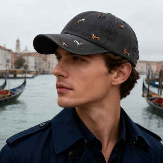 Retro Washed Cotton "Dachshund" Cap – Minimalist Multi-Embroidery Dad Hat