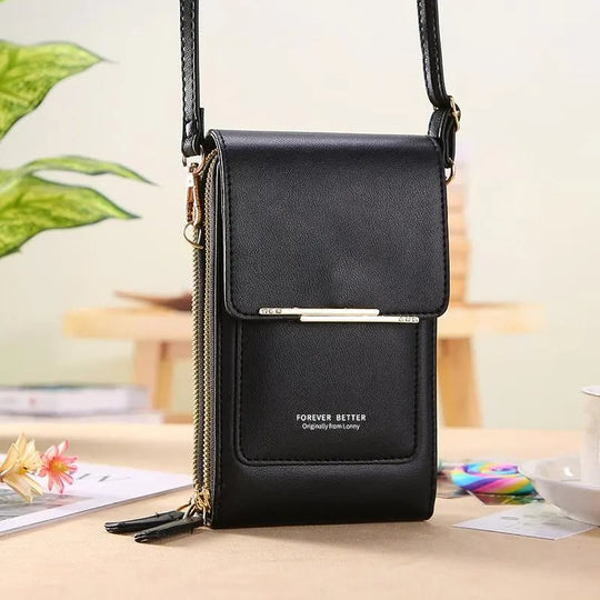 Simple and elegant women's touchscreen crossbody phone wallet