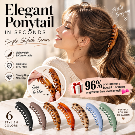 🥳HOT SALE🥳💞50K+ SOLD! Banana Hair Clips ! Non-slip, easy open & 6 colors. Elegant ponytails – grab yours! ✅