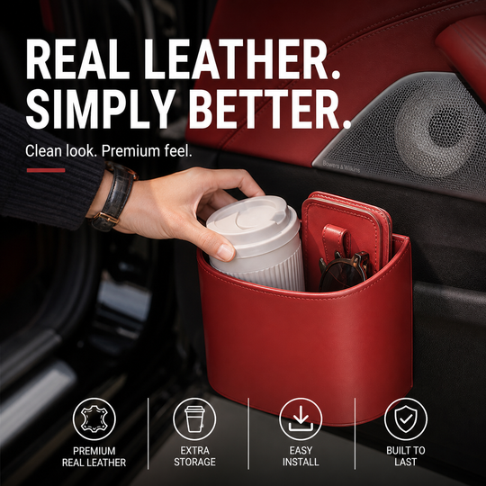 🚗 Leather Car Door Cup Holder – Wide‑mouth opening, easy reach for drinks & phone. Clip‑on secure fit. PU leather, tough & stylish. 🛡️✨