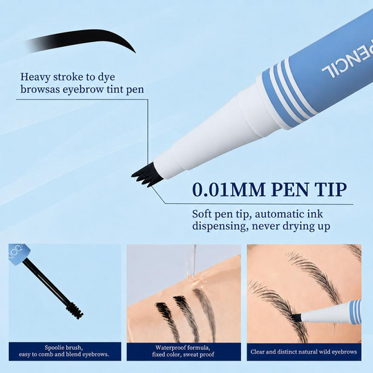 Waterbestendig 2-in-1 mini-wenkbrauwpotlood en gekleurde wenkbrauwgel: langhoudende make-up voor de wenkbrauwen om natuurlijke en realistische lijnen te creëren die de haartjes nabootsen.