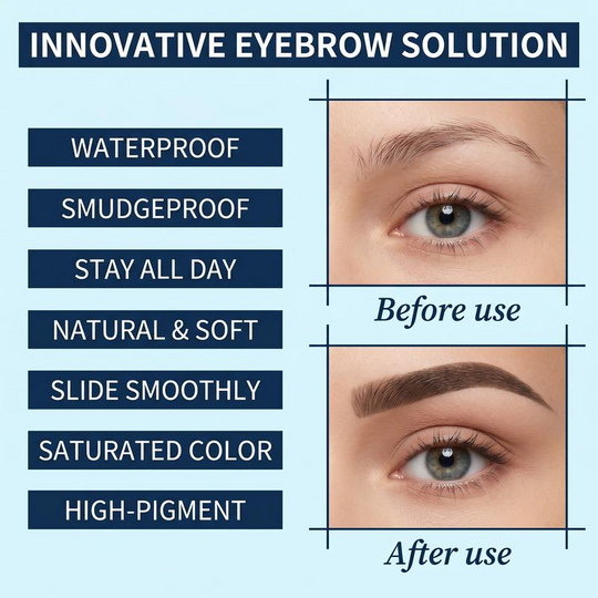 Waterbestendig 2-in-1 mini-wenkbrauwpotlood en gekleurde wenkbrauwgel: langhoudende make-up voor de wenkbrauwen om natuurlijke en realistische lijnen te creëren die de haartjes nabootsen.