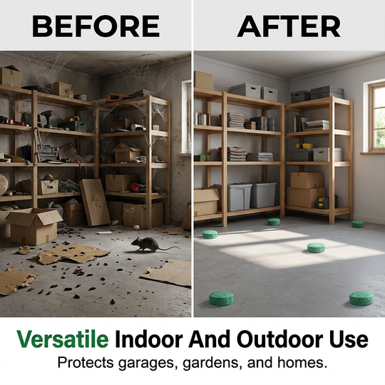 🥳 All‑Pest Repellent – Safe for pets & wildlife. No poisons, just effective. Use indoors & out. 🐾