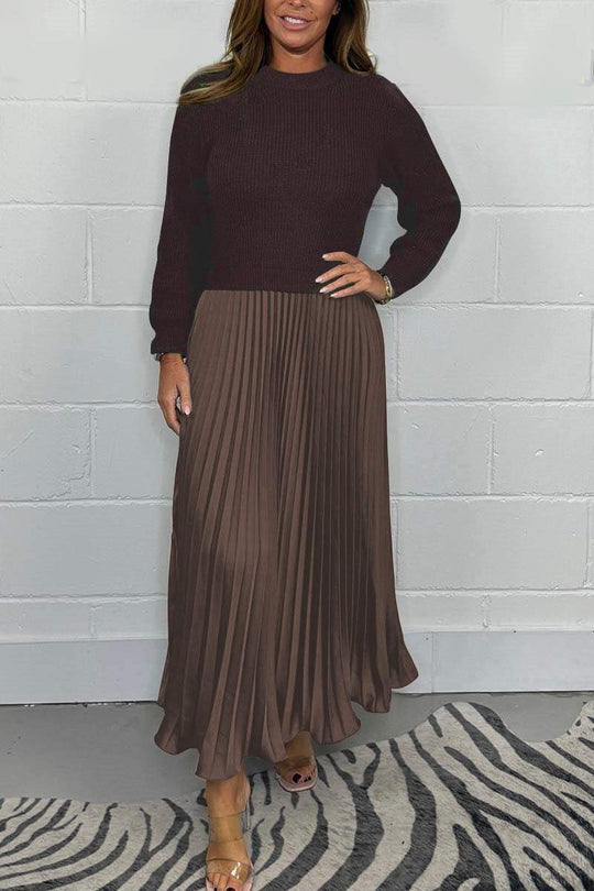 👗Women’s Stylish and Elegant Round-neck Pleated Dress
