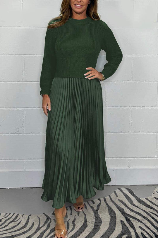 👗Women’s Stylish and Elegant Round-neck Pleated Dress