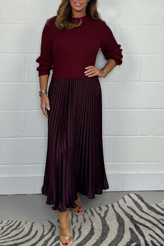 👗Women’s Stylish and Elegant Round-neck Pleated Dress