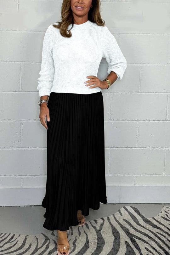 👗Women’s Stylish and Elegant Round-neck Pleated Dress