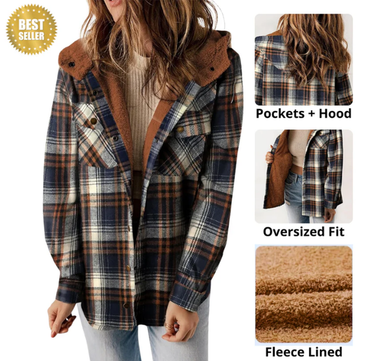 🔥Winter Clearance 50%OFF🧥Women's Winter Trendy Plaid Hooded Jacket