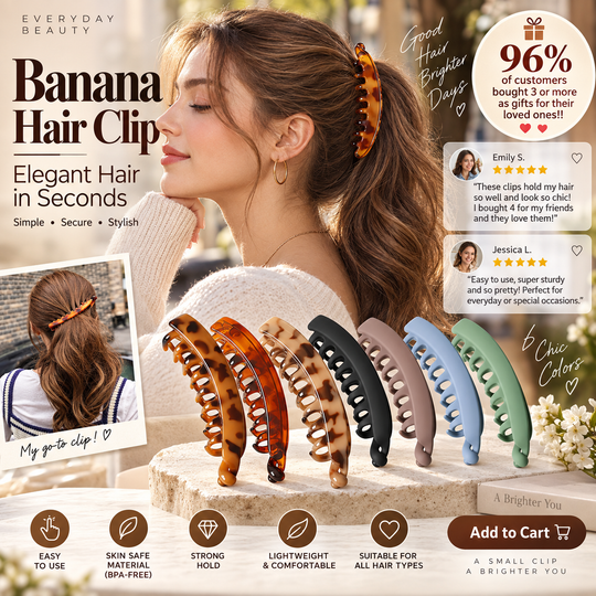 🥳HOT SALE🥳💞50K+ SOLD! Banana Hair Clips ! Non-slip, easy open & 6 colors. Elegant ponytails – grab yours! ✅