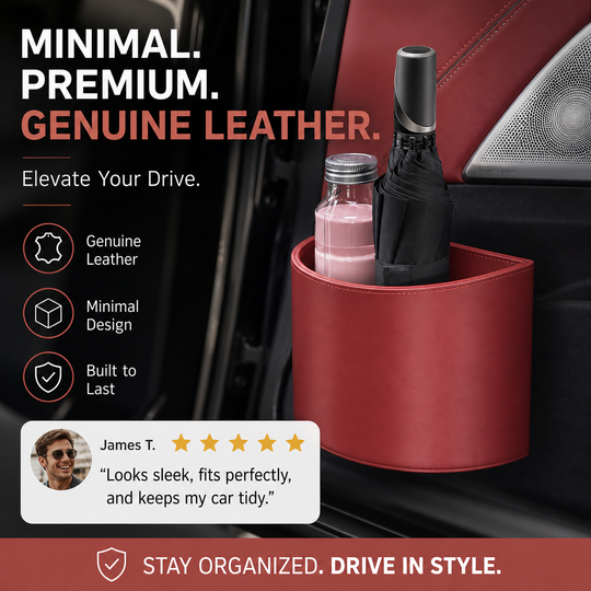 🚗 Leather Car Door Cup Holder – Wide‑mouth opening, easy reach for drinks & phone. Clip‑on secure fit. PU leather, tough & stylish. 🛡️✨