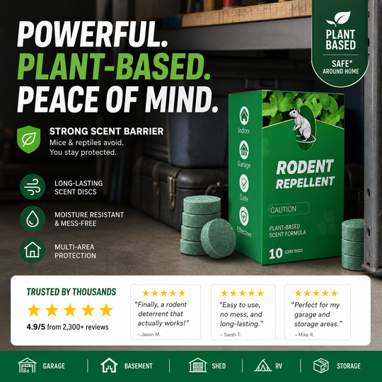 🥳 All‑Pest Repellent – Safe for pets & wildlife. No poisons, just effective. Use indoors & out. 🐾