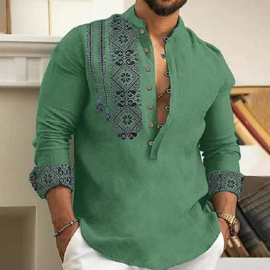 🎉Hot Sale 50% OFF🎉Long-sleeved Stand Collar Casual Shirt for Men