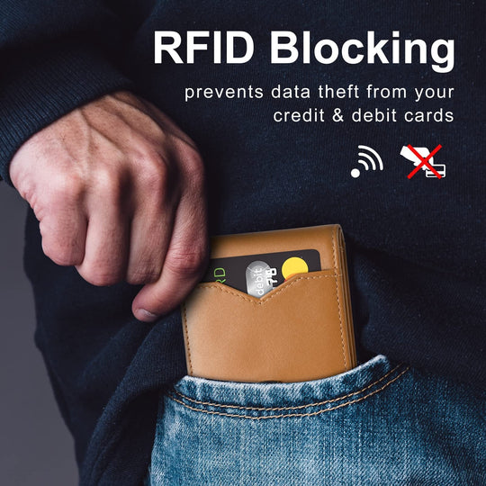 Limited-Time Discount!!RFID-Blocking Leather and Carbon Fiber Credit Card Holder