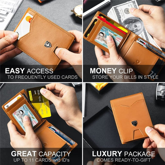 Limited-Time Discount!!RFID-Blocking Leather and Carbon Fiber Credit Card Holder