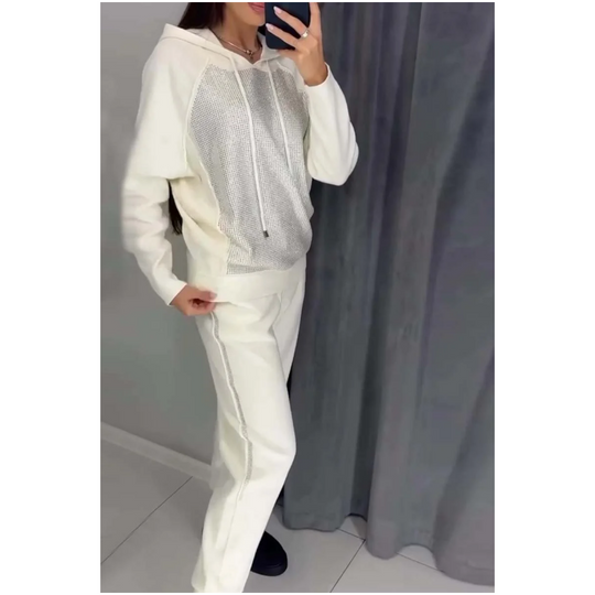 🌸SIDSTE DAGSSALG 50% RABAT🌸Dame hættetrøje og joggingbukser med manchetter (sæt med 2 dele)