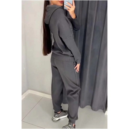 🌸SIDSTE DAGSSALG 50% RABAT🌸Dame hættetrøje og joggingbukser med manchetter (sæt med 2 dele)