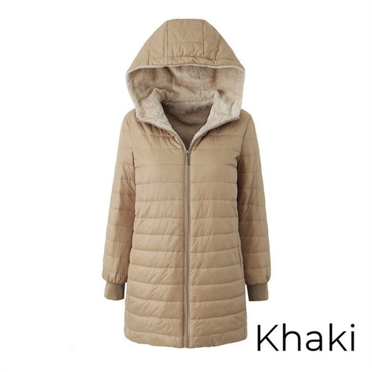 Women's Quilted Hooded Warm Winter Coat with Zipper
