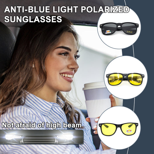 Moderigtige polariserede solbriller med anti-blåt lys🌟