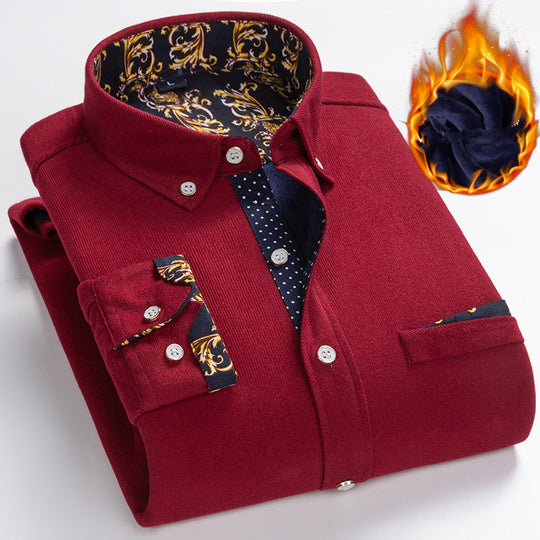 💥Men's Premium Fleece-Lined Corduroy Shirt - Winter Warmth
