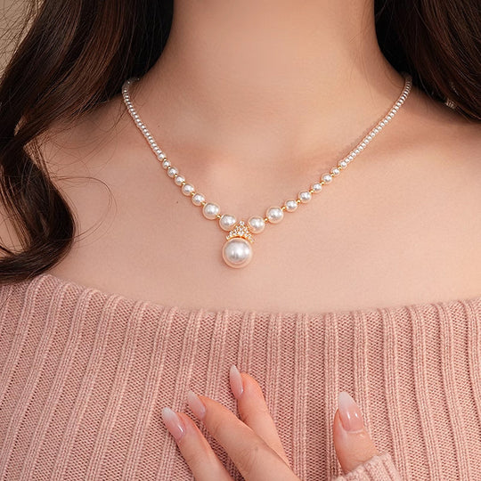 🔥New Year Hot sale 50% OFF🔥Vintage Elegant Zirconia Imitation Pearl Necklace & Earrings