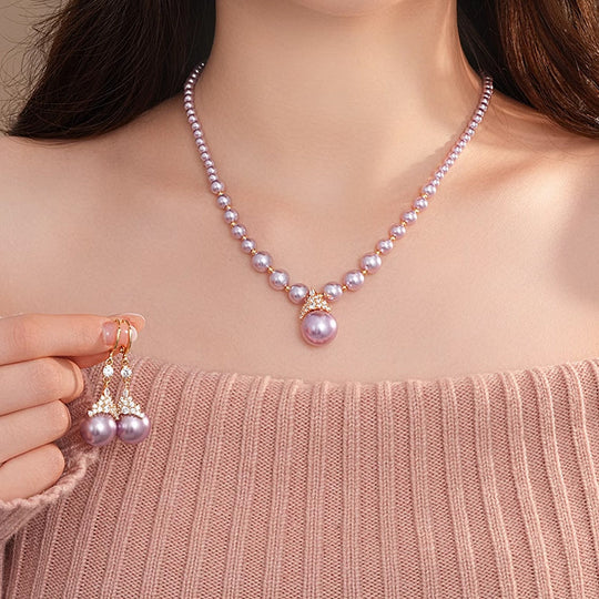 🔥New Year Hot sale 50% OFF🔥Vintage Elegant Zirconia Imitation Pearl Necklace & Earrings