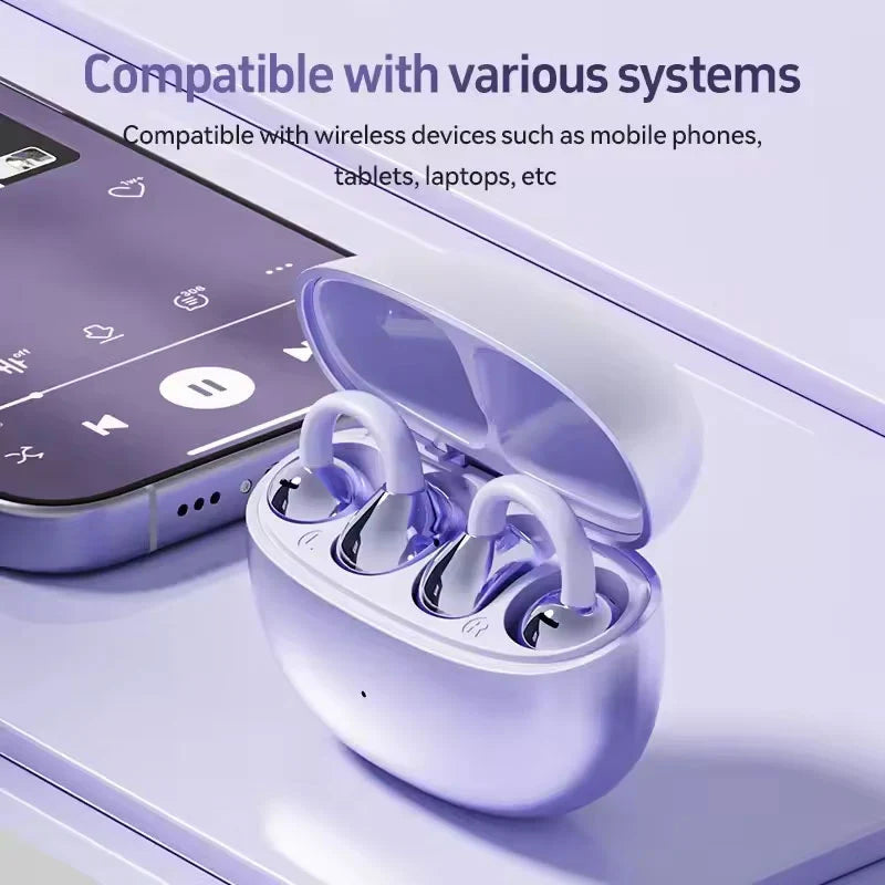 💜Dagens arrangementspris 50 % rabatt 💜Lette Bluetooth-hodetelefoner med åpen øreklips