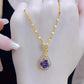 Exquisite Purple Waterdrop Cubic Zirconia Pendant Necklece